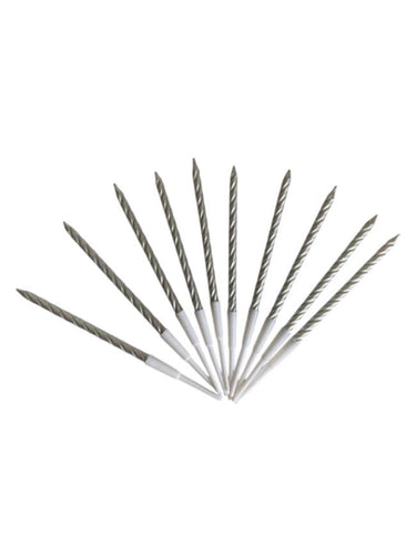 Burgulu Pasta Mumu Gümüş Renkli 10 Lu 12 cm