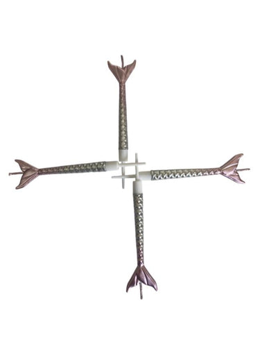 Deniz Kızı Gümüş Lila Mum 11 Cm 4'lü