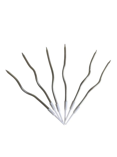 Eğik Pasta Mumu Gümüş 14 Cm 6'lı