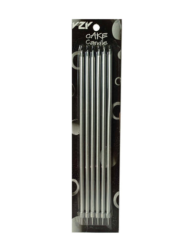 Gümüş Ekstra Uzun Pasta Mumu 25 cm