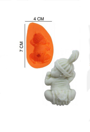 Şeker Hamur Kalıbı Silikon Uyuyan Bebek Bereli 4*7 Cm