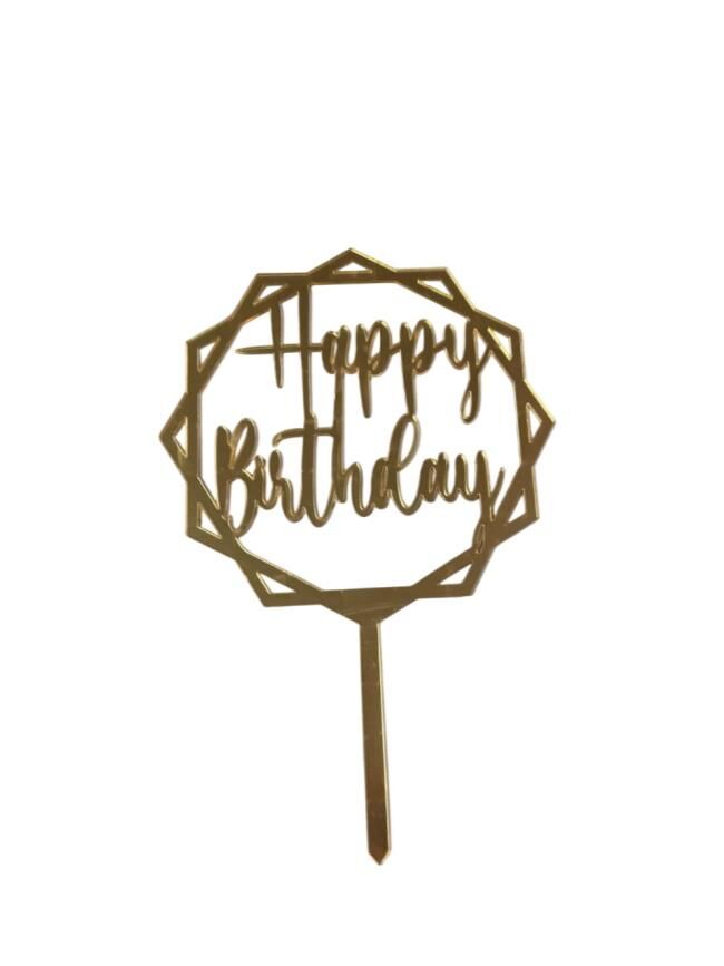 Happy Birthday Yazılı Çerçeveli Aynalı Pleksi Altın