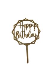 Happy Birthday Yazılı Çerçeveli Aynalı Pleksi Altın