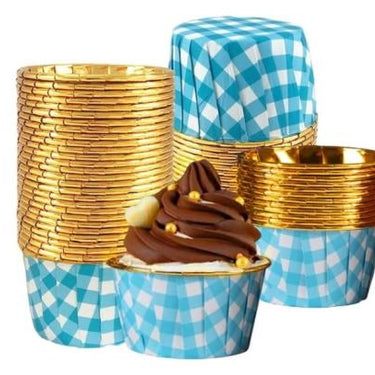 Cupcake/Muffin /Suffle Kek Kapsülü Mavi Desenli 50 Li