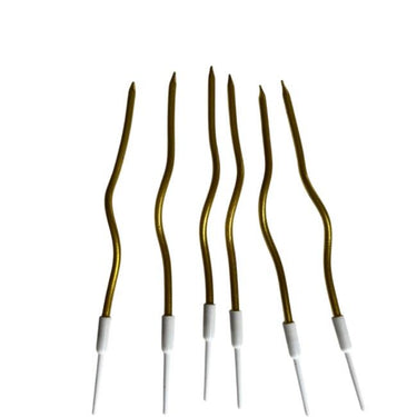 Eğik Pasta Mumu Altın Renkli  6 Lı 14 Cm
