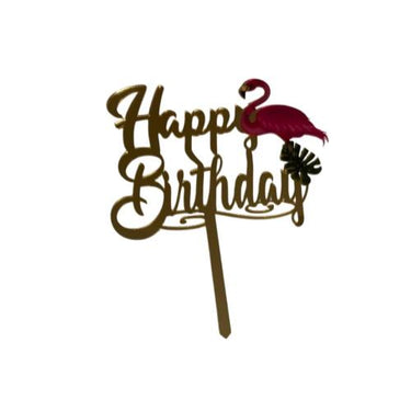 Happy Birthday Yazılı Leylekli Aynalı Pleksi Altın