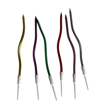 Eğik Pasta Mumu Karışık Renkli 6 lı 14 cm