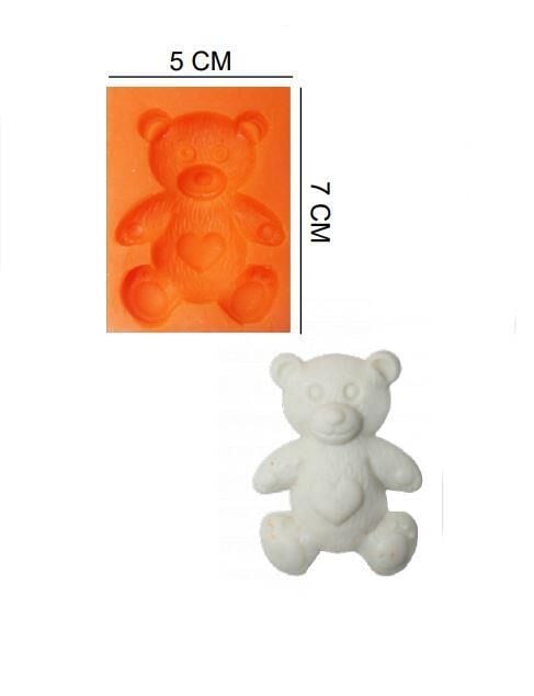 ŞEKER HAMUR KALIBI SİLİKON AYICIK KALPLİ 5*7 CM