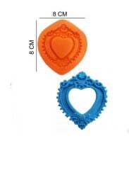 ŞEKER HAMUR KALIBI SİLİKON ÇERÇEVE KALPLİ 8*8 CM