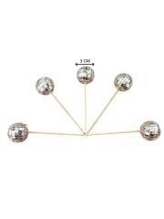 Disko Topu Gümüş Pasta Süsü 3 cm 5 Adet