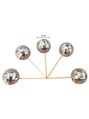 Disko Topu Gümüş Pasta Süsü 5 cm 5 Adet