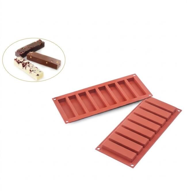 Silikomart Silikon Dikdörtgen Bar Kek ve Monoporsiyon Kalıbı - 8 Bölmeli