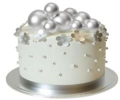 PASTA SÜSLEME TOPU YALDIZLI GÜMÜŞ