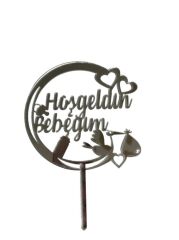 Hoşgeldin Bebeğim Yazılı Aynalı Pleksi Gümüş