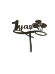 Balonlu 1 Yaş Yazılı Aynalı Pleksi Gümüş