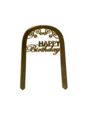 Happy Birthday Yazılı Çerçeveli Aynalı Pleksi Altın