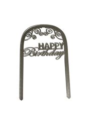 Happy Birthday Yazılı Çerçeveli Aynalı Pleksi Gümüş