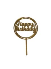 Happy Birthday Yazılı Çerçeveli Yıldızlı Aynalı Pleksi Altın