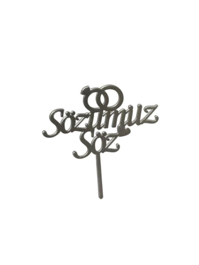 Sözümüz Söz Yazılı Aynalı Pleksi Gümüş