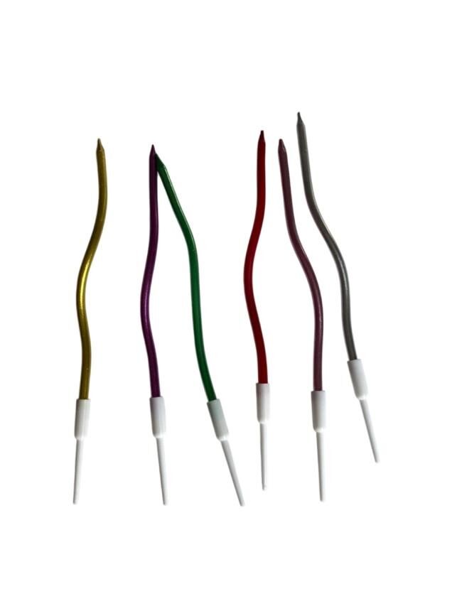 Eğik Pasta Mumu Karışık Renkli  6 lı 14 cm