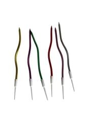 Eğik Pasta Mumu Karışık Renkli  6 lı 14 cm