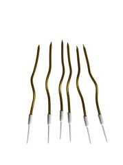Eğik Pasta Mumu Altın Renkli  6 lı 14 cm