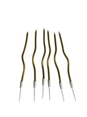 Eğik Pasta Mumu Altın Renkli  6 lı 14 cm