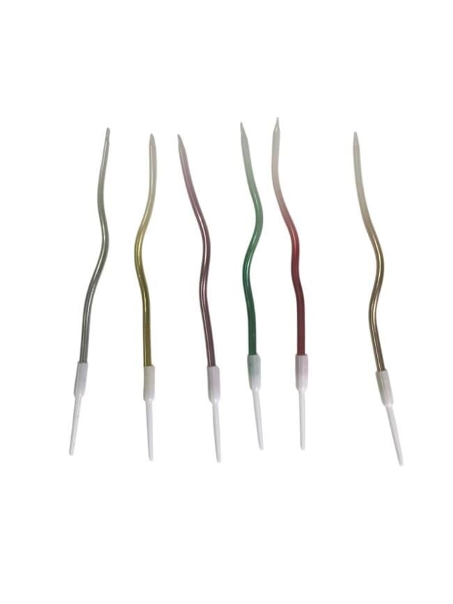 Eğik Pasta Mumu Karışık Açık Renkli  6 lı 14 cm