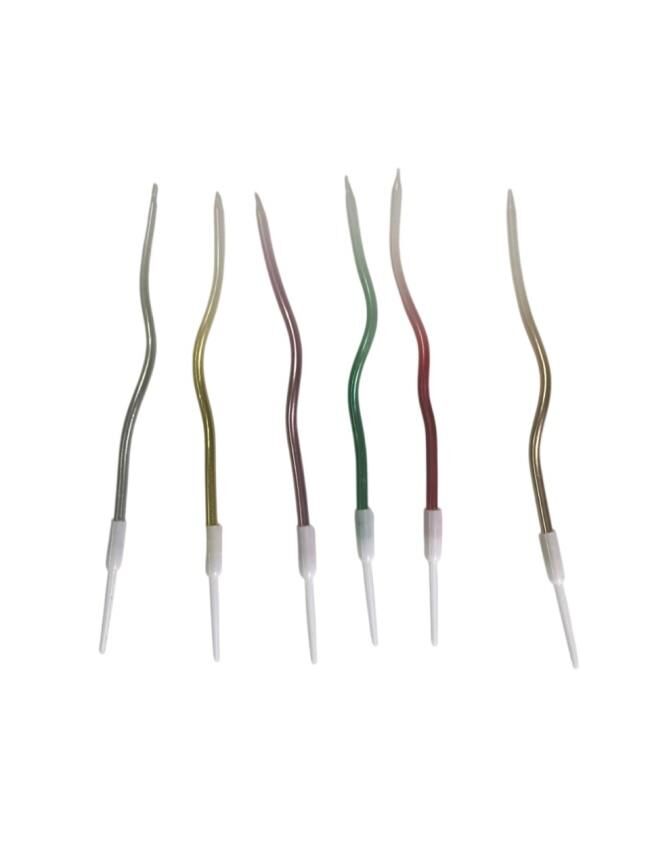 Eğik Pasta Mumu Karışık Açık Renkli  6 lı 14 cm