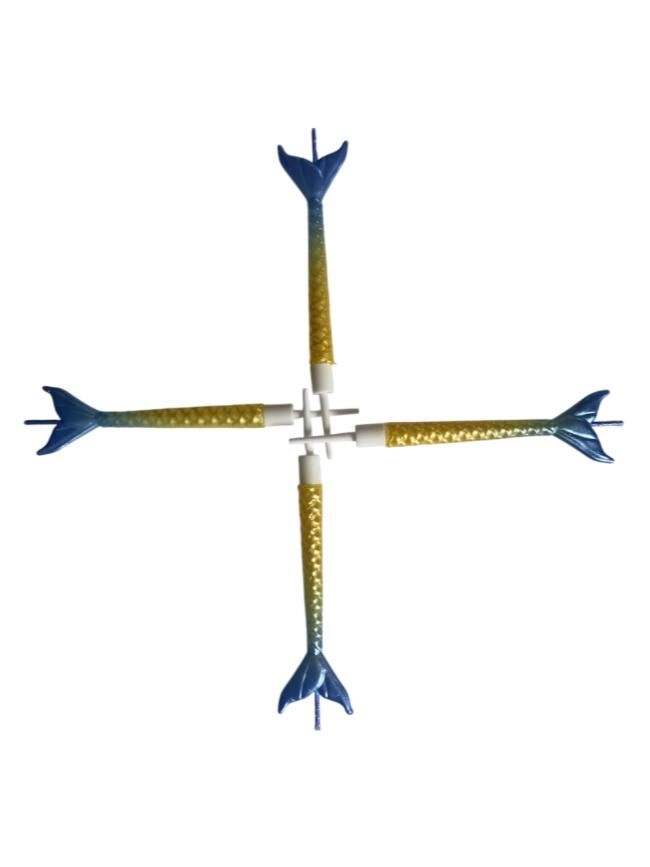 Deniz Kızı Renkli Mavi Altın Mum 11 cm