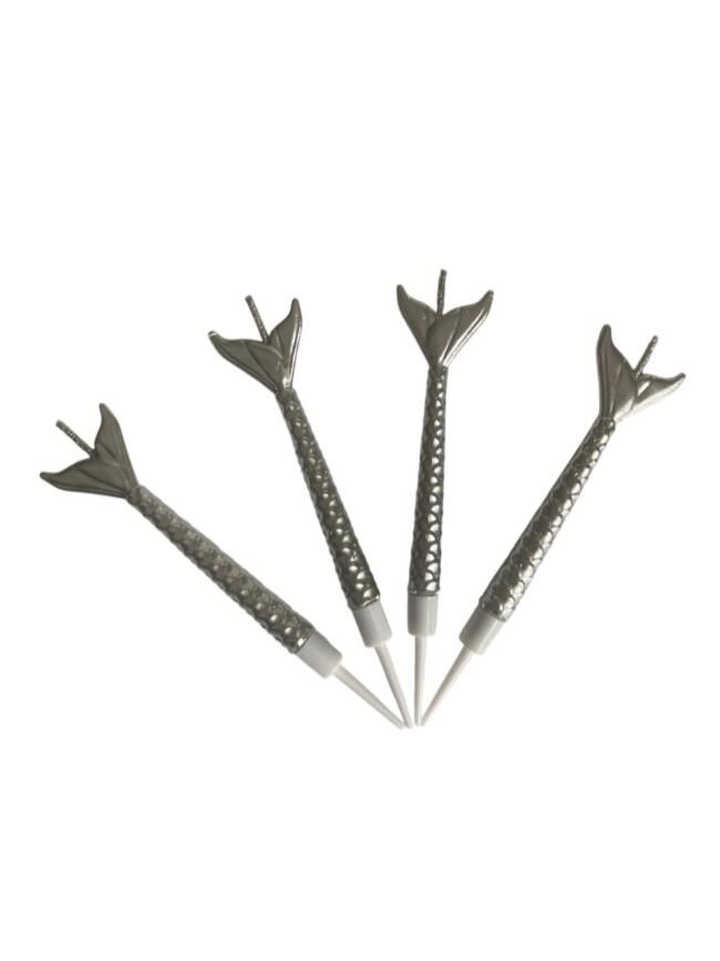 Deniz Kızı Renkli Gümüş Mum 11 cm