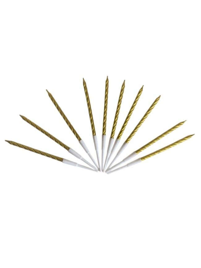 Burgulu Pasta Mumu Altın Renkli  10 Lu 12 cm