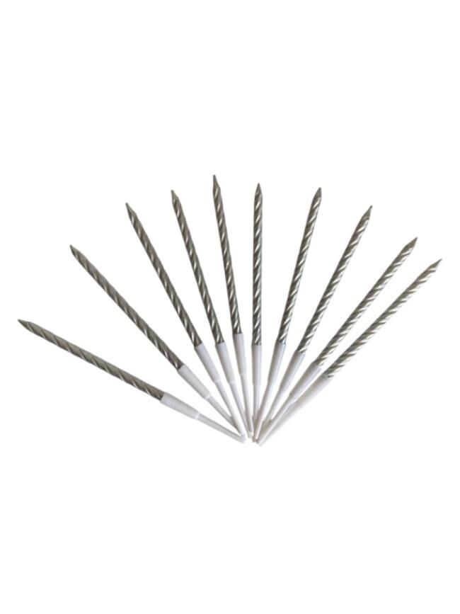 Burgulu Pasta Mumu Gümüş Renkli  10 Lu 12 cm