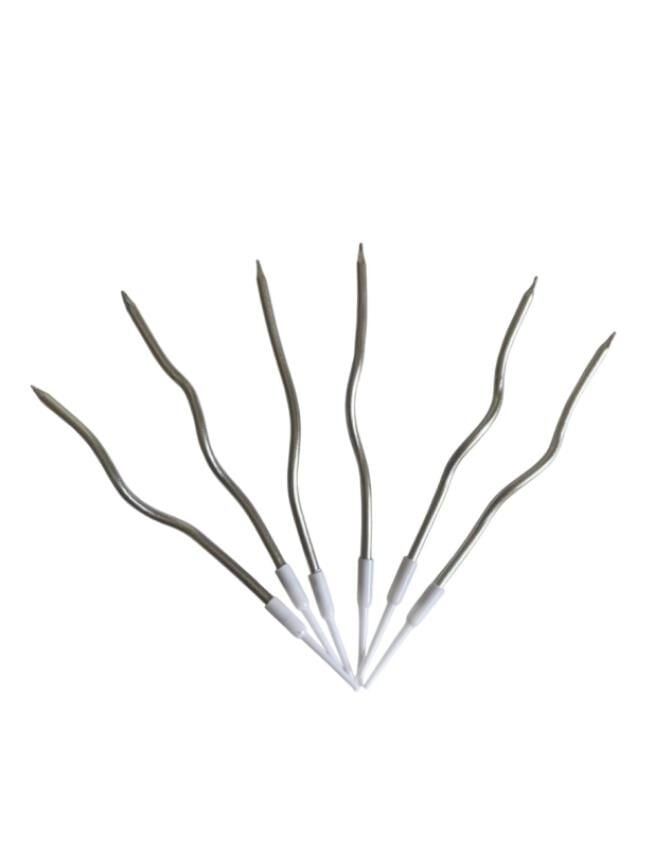 Eğik Pasta Mumu Gümüş Renkli  6 lı 14 cm