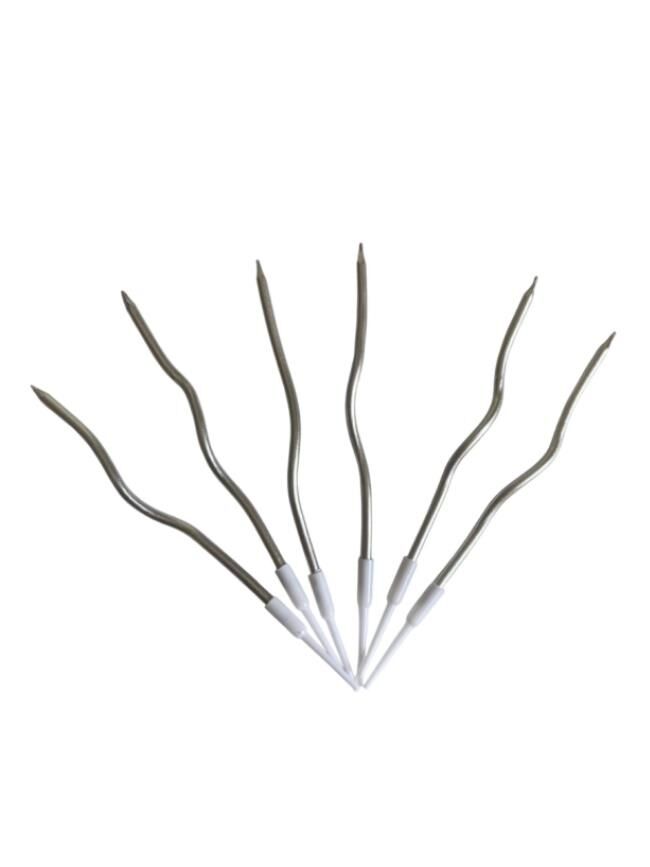 Eğik Pasta Mumu Gümüş Renkli  6 lı 14 cm