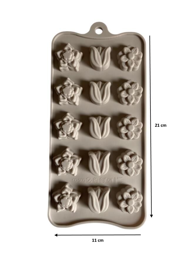 SİLİKON ÇİKOLATA KALIBI LALELİ 21*11 CM