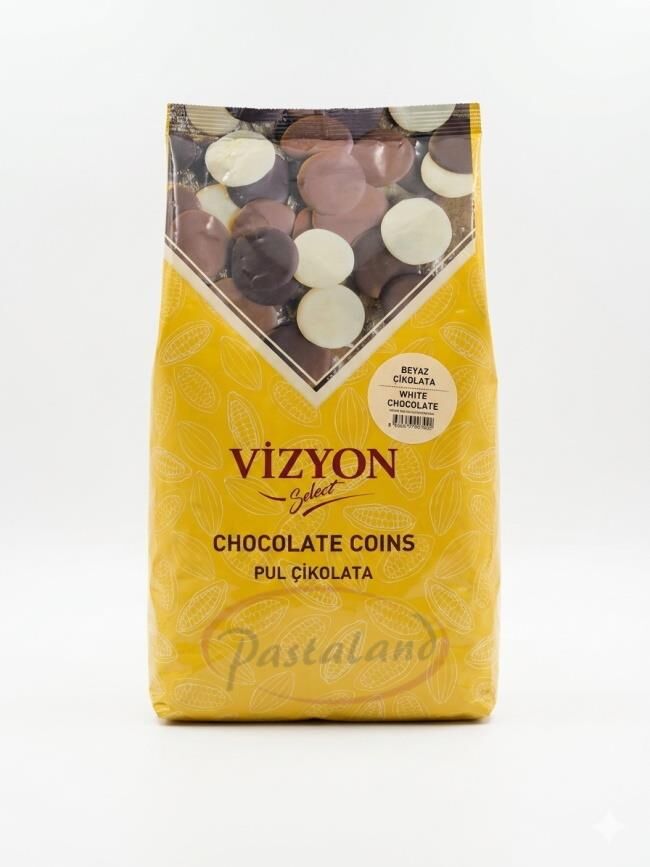 VİZYON SELECT BEYAZ PUL ÇİKOLATA (COINS) 2,5 KG