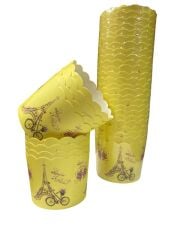 Cupcake/Muffin /Suffle Kek Kapsülü Sarı Paris Desenli 25 li