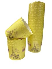 Cupcake/Muffin /Suffle Kek Kapsülü Sarı Paris Desenli 25 li