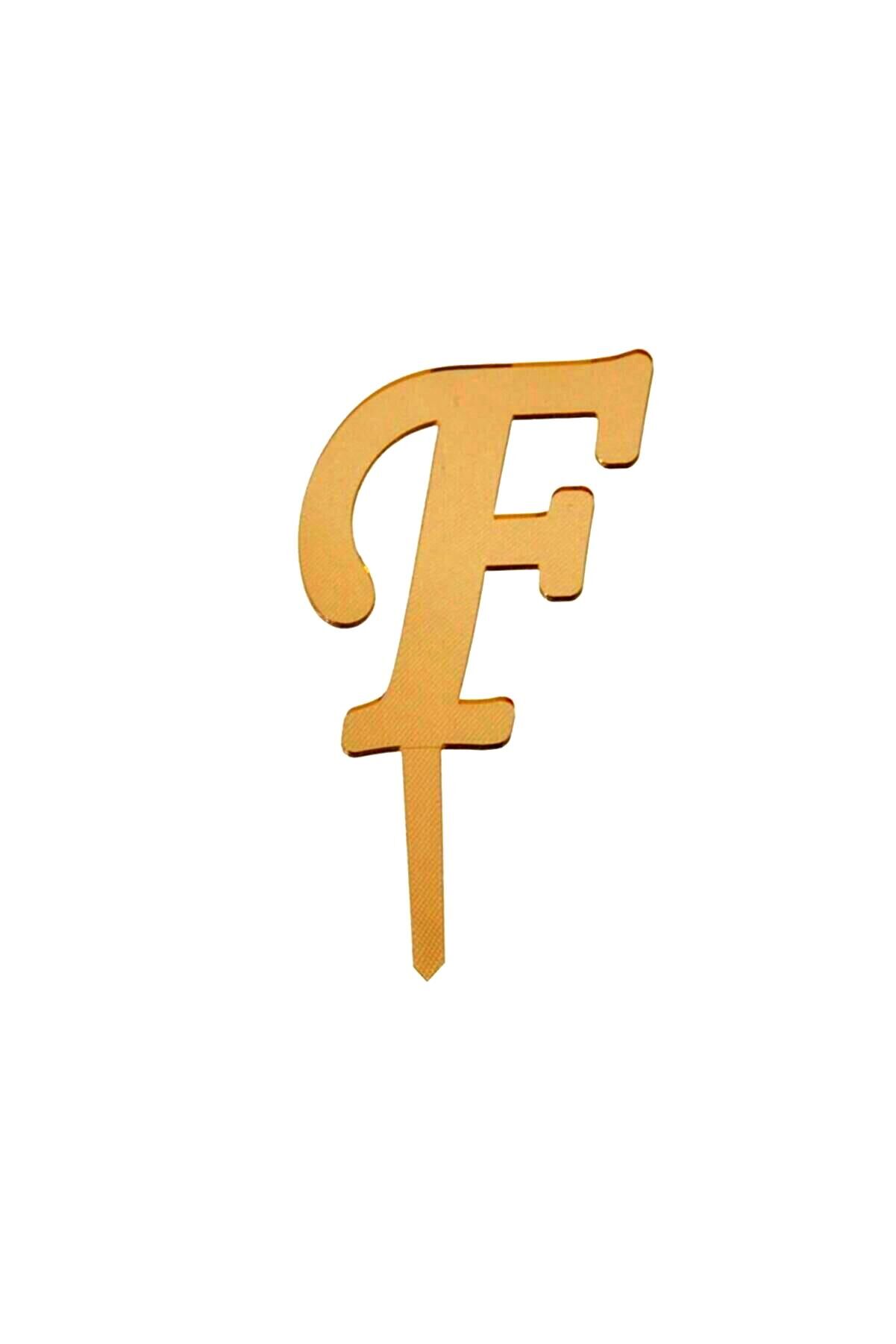 Aynalı Altın Pleksi F Harfi
