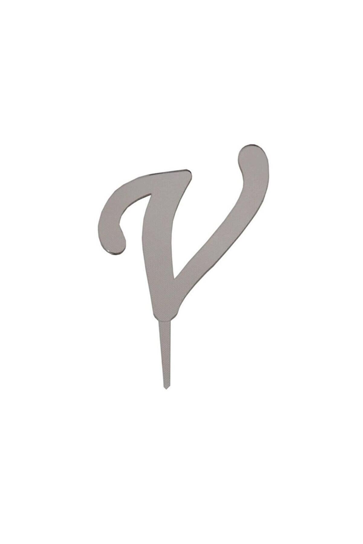 Aynalı Gümüş Pleksi V Harfi