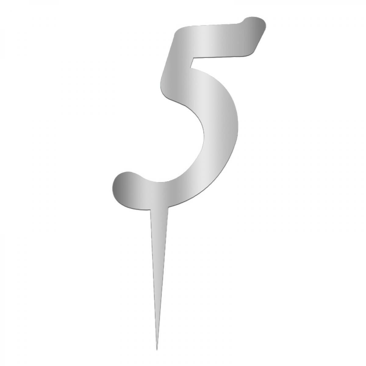 Aynalı Gümüş Pleksi 5 Rakamı