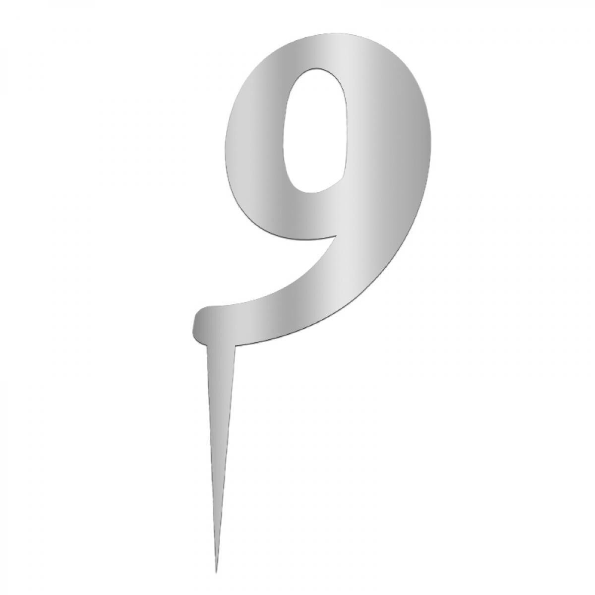 Aynalı Gümüş Pleksi 9 Rakamı