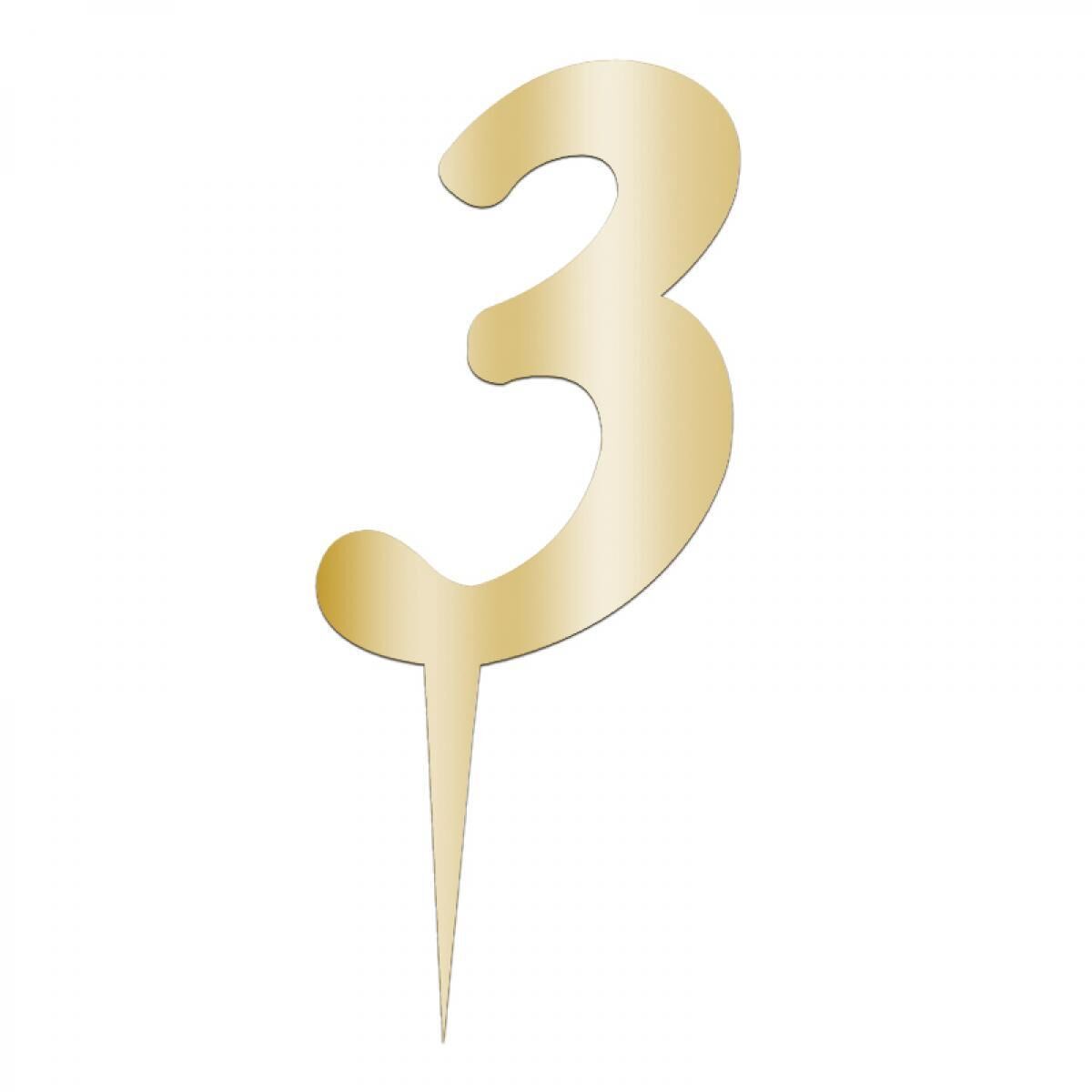 Aynalı Pleksi Altın 3 Rakamı