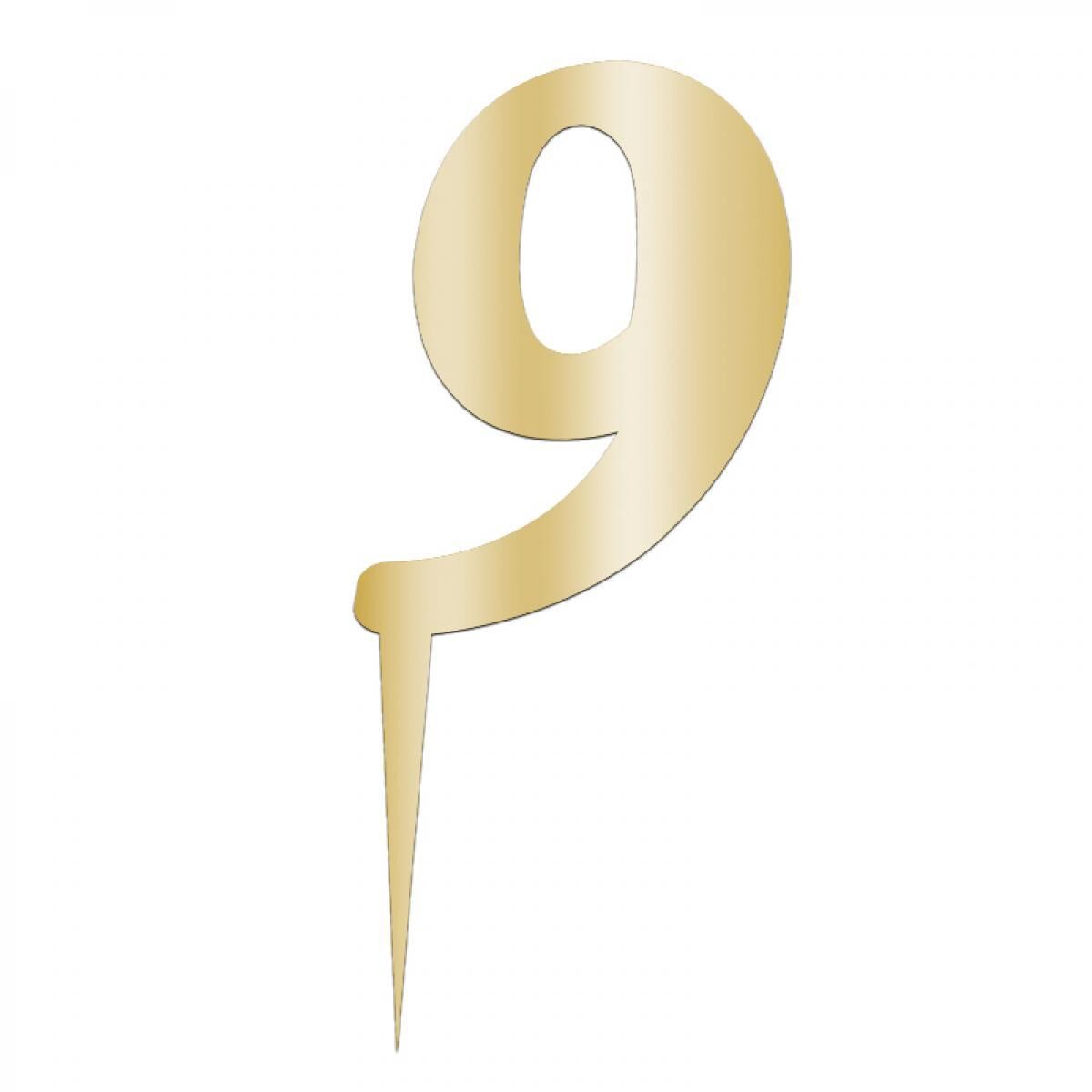 Aynalı Pleksi Altın 9 Rakamı