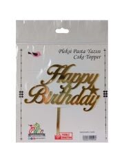 Happy Birthday Yazılı Aynalı Pleksi Altın