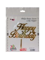 Happy Birthday Yazılı Aynalı Pleksi Altın
