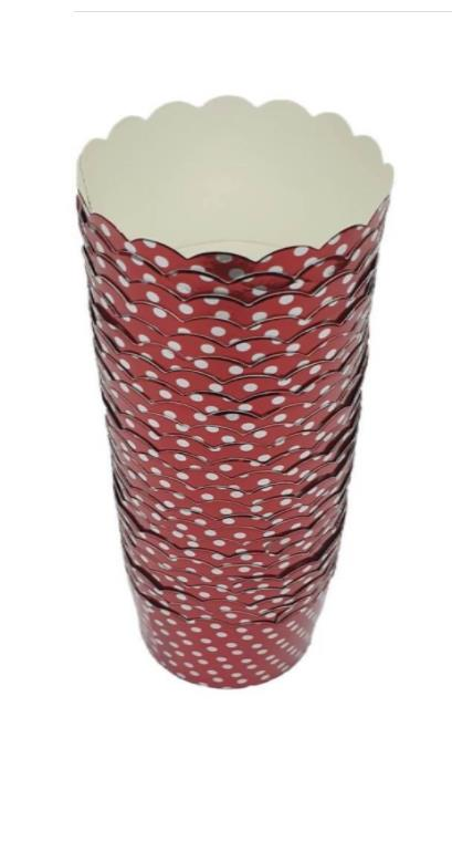 Cupcake/Muffin /Suffle Kek Kapsülü Puanlı Parlak Kırmızı  25 li