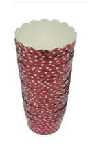 Cupcake/Muffin /Suffle Kek Kapsülü Puanlı Parlak Kırmızı  25 li