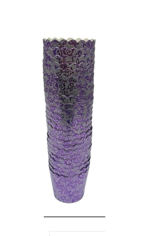 Cupcake/Muffin /Suffle Kek Kapsülü Desenli Mor 25 li (mini)